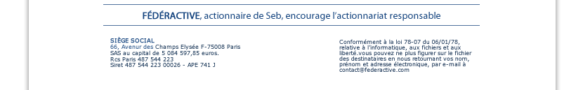 FÉDÉRACTIVE, actionnaire de Seb, encourage l’actionnariat responsable