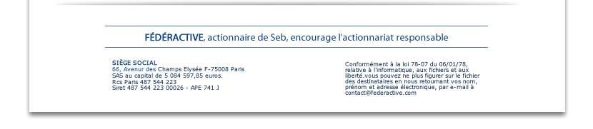 FÉDÉRACTIVE, actionnaire de Seb, encourage l’actionnariat responsable