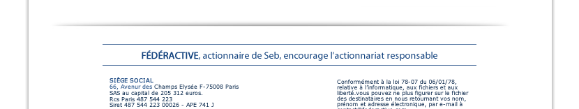 FÉDÉRACTIVE, actionnaire de Seb, encourage l’actionnariat responsable<vide>